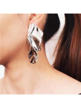 Statement Geometric Metal Earrings for Women Large Fashion Irregular Minimalism